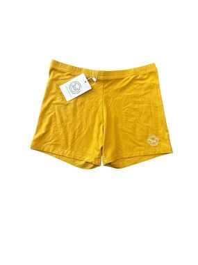 What Waist Clothing Mustard Yellow Athletic Gym Shorts with Logo Loungewear NWT